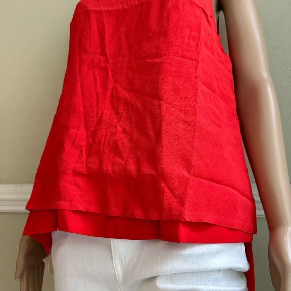 Lemieux Red Sleeveless Open Back Blouse Tank Top Summer Size Small - Picture 5 of 8